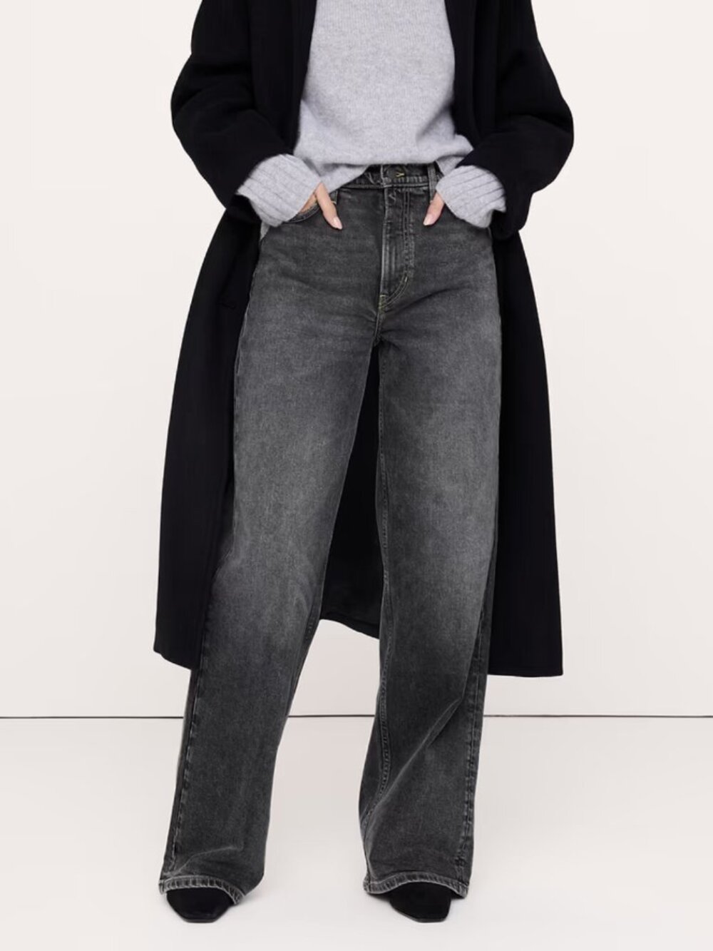 Banana Republic The Icon Classic Wide-Leg Jean Washed Black